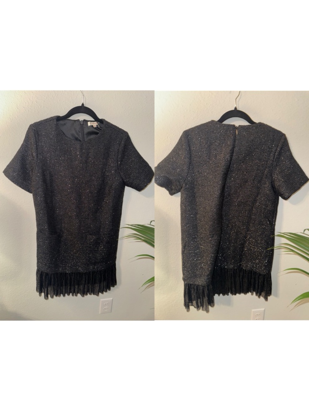 Flying Tomato Black Sparkle Fringe Midi Dress